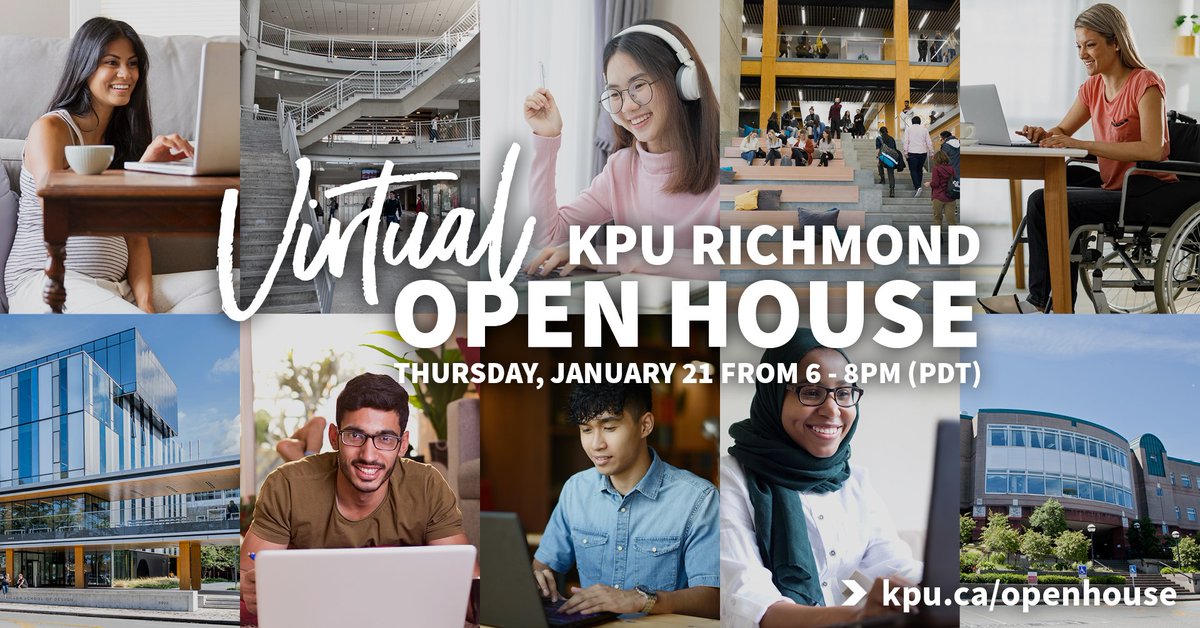 We're less than 2 weeks away from our Richmond Virtual Open House! Join us from the comfort and safety of home as you learn more about KPU, remotely explore the campus, and even score some great prizes!