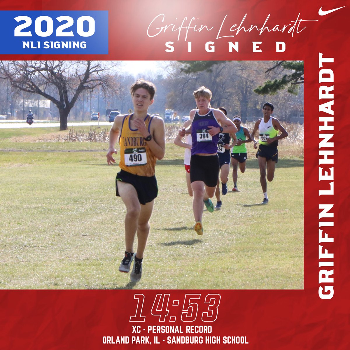 DePaulXCTF's tweet photo. We’ve got another official signee! ✍️

@GriffinLehnhar1 will head to Lincoln Park to be a Blue Demon! 🔵👿 https://t.co/MRq9UrH92p