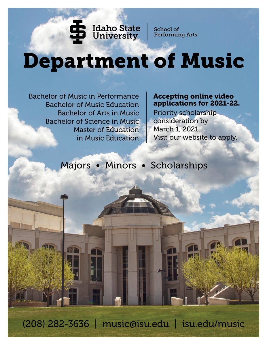 HelmanShandra's tweet photo. Shandra Helman

Hey!! HEY YOU!! Audition for us at Idaho State!! World-class faculty and facilities await you. Scholarships available for music majors/minors AND non-majors!! https://t.co/5b3Tm8q2iv
Contact me with any questions: shandrahelman@isu.edu https://t.co/jnLULeOx1a