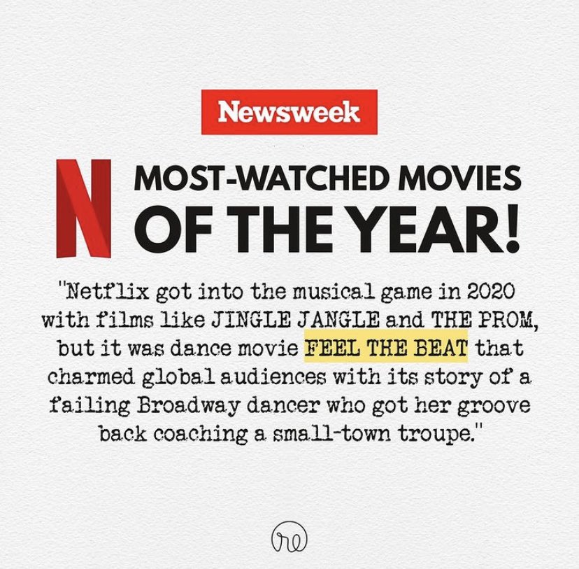 sofiacarsonArbs's tweet photo. وفقا لـ Newsweek فيلم #FeelTheBeat “مع الايقاع" هو اكثر الافلام مشاهدة لعام ٢٠٢٠❤️ https://t.co/9hW1aVWUIJ