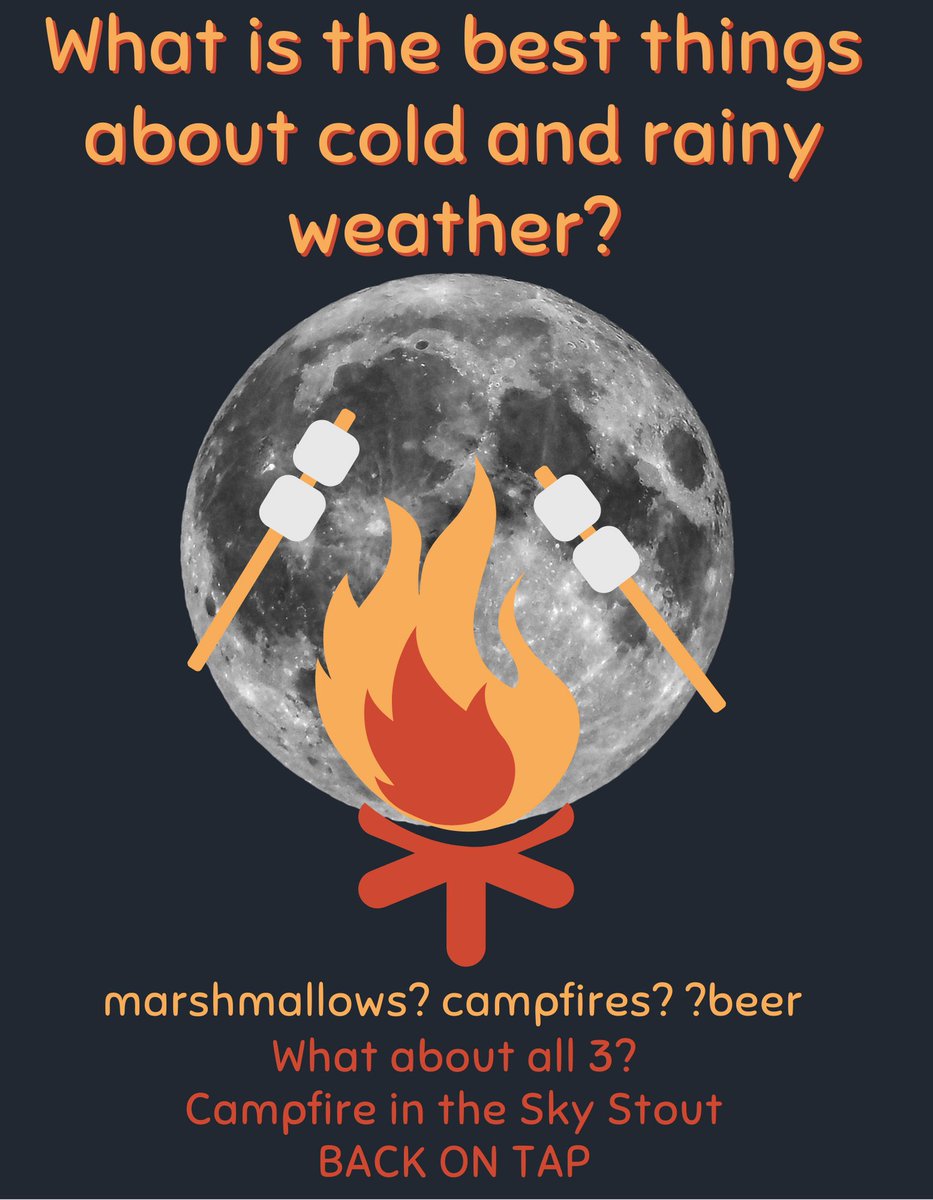 The PERFECT beer for this dreary weather, Campfire in the Sky is a roasted stout served in a chocolate and grahm cracker rimmed class and topped with a goey roasted marshmellow. It really is a decadent experience!
