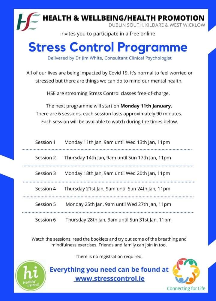 HSE are streaming this amazing programme FREE of charge to staff and public. You can pick up some easy tips, strategies and ideas to build resilience and cope with all the ups and downs of these challenging times. #KeepWell