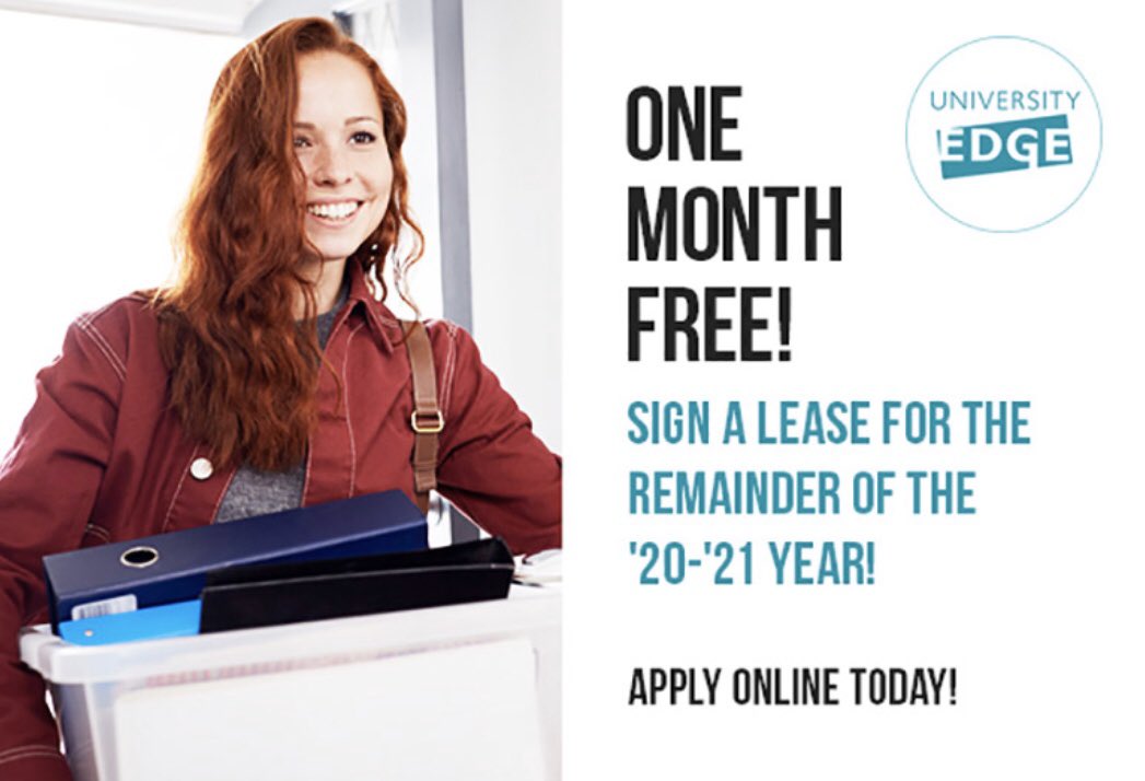 UEdgeAkron's tweet photo. Sign a lease today for the remainder of the ‘20-‘21 year and get 1 month FREE! ✅ https://t.co/EKWrhYTTdG