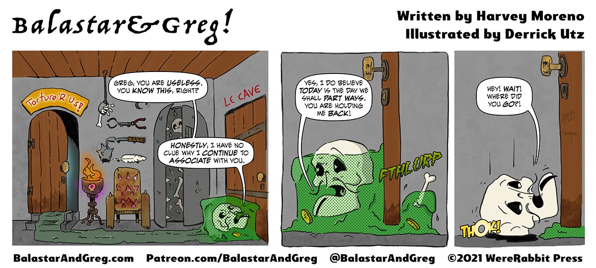 BalastarAndGreg's tweet photo. New #comic is up! Balastar attempts to have a serious talk in the Torture Chamber. #webcomic #webtoon #comics #dungeonsanddragons #weneedtotalk
https://t.co/4VPWd1U2ca https://t.co/FsNZbYDuD7