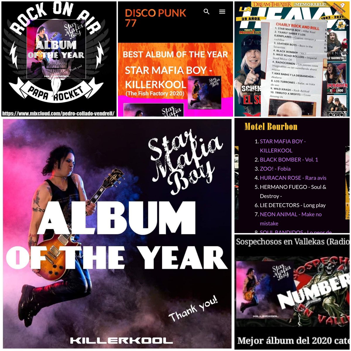 STARMAFIABOY's tweet photo. Wow! "Killerkool" de momento en 31 listas de los mejores discos del 2020, gracias a todos y en especial a Pedro Collado, Charly Rock & Roll, Juan C. Ramírez, Carlos Tizón y Juan A. Castaño por otorgarme el número uno. Rock and Roll 4EVER! #killerkool #bestalbumoftheyear https://t.co/cdUT3YzP2N