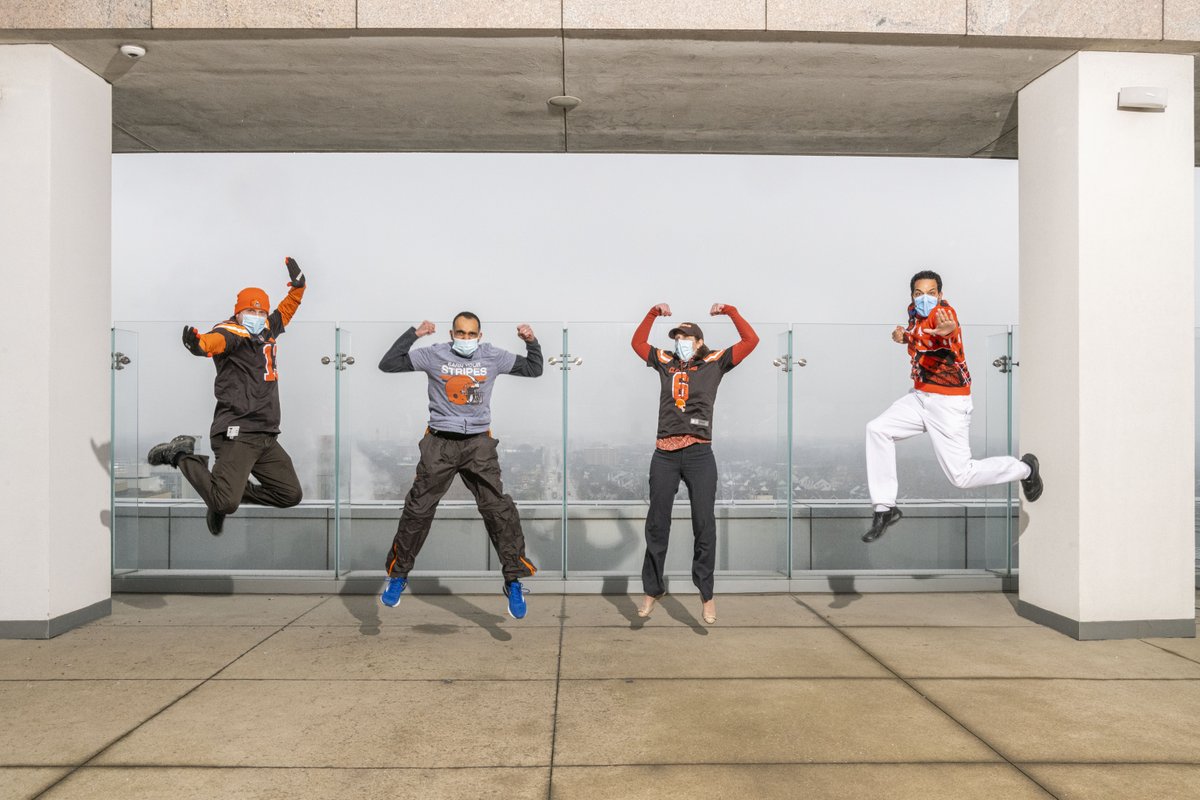 ClevelandClinic's tweet photo. There's always THIS year! Our caregivers are game day ready to watch @Browns take on the Steelers! #WeWantMore https://t.co/o7i3hU9wSk