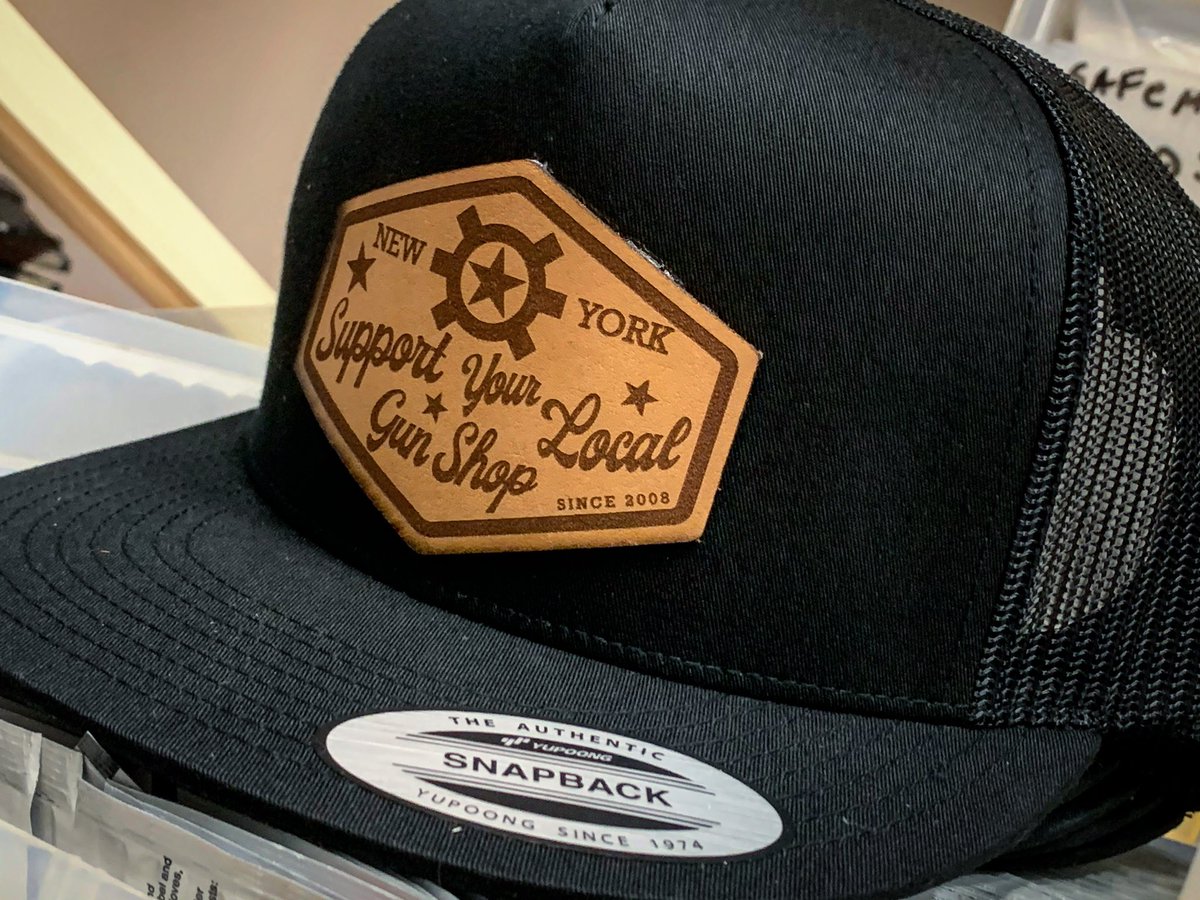 AllstarTactical's tweet photo. Well @jake_allstartactical made six extra SYLGS leather patch hats. They’re yupoong trucker snapbacks with custom patches made in-house. Not going to be made again. On the site now! #hats #snapback #snapbackgang #leatherpatch #laserengraving #atschwag #supportyourlocalgunshop https://t.co/9RqNk0Fk1q