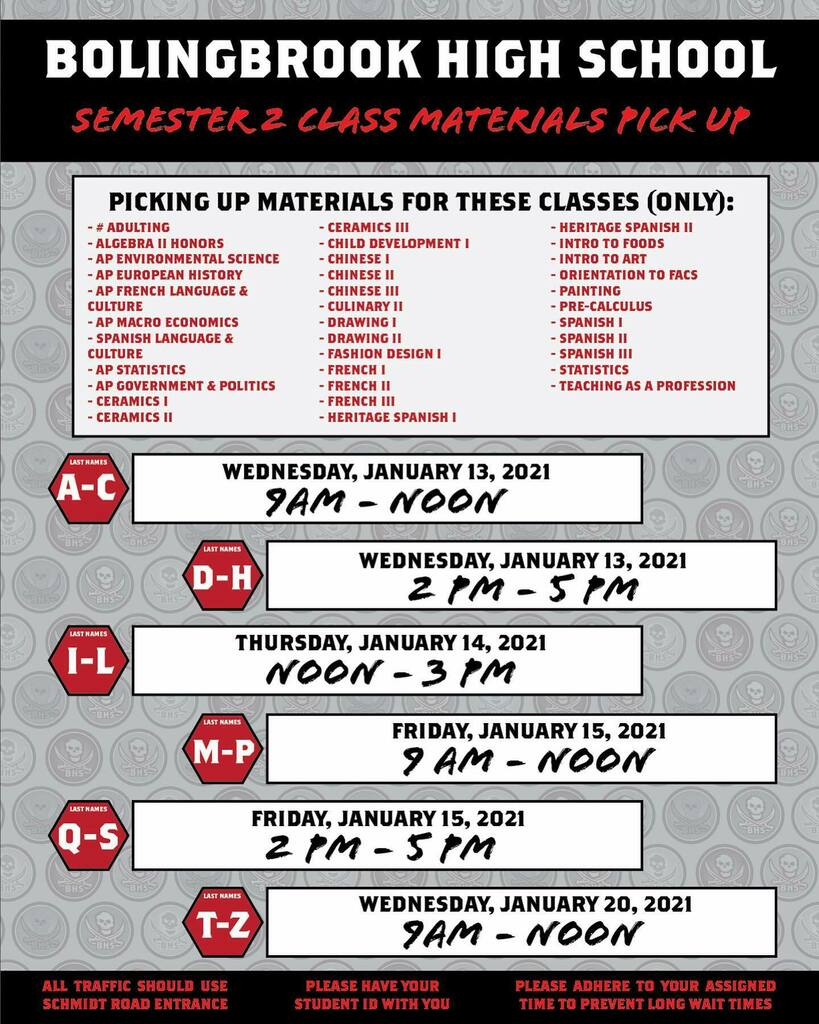 LibraryRaiders's tweet photo. Materials pickup next week for specific Semester II classes! https://t.co/ulz4V2qjXe https://t.co/BXrg5pamCI