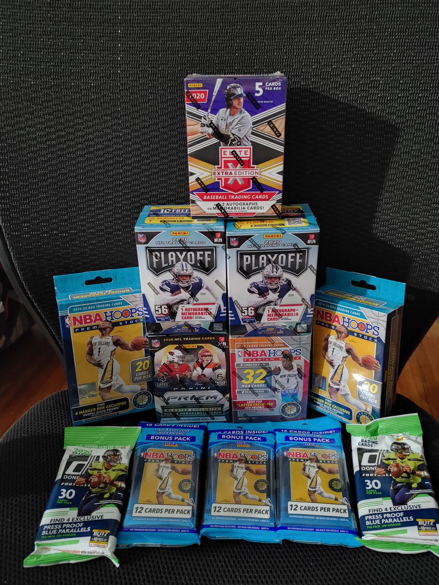 Spade_4U_32's tweet photo. These 12 hour days are starting to pay off 🤑🤑🤑🤑 #Panini #Blaster #Cello #nbahoops #prizmfootball #hobby #fatpacks #hangerbox #nfl #nba #mlb https://t.co/ZK7aZHMUkt