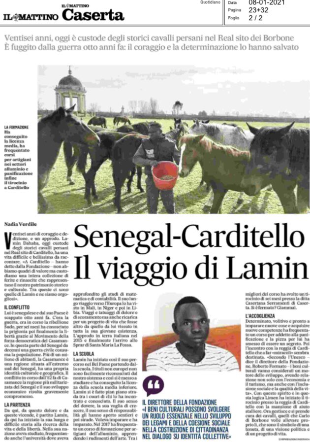 📰L’articolo de Il <a href="/mattinodinapoli/">Il Mattino</a>, firmato dalla giornalista Verdile, dedicato al viaggio di #Lamin e al ruolo strategico della Fondazione Real Sito di #Carditello nello sviluppo della #coesione sociale e dell’#inclusività.<a href="/Campaniartecard/">Campania Artecard</a> @_MiBACT <a href="/Reg_Campania/">Regione Campania</a> <a href="/ItalyinSenegal/">Ambasciata d'Italia a Dakar</a>