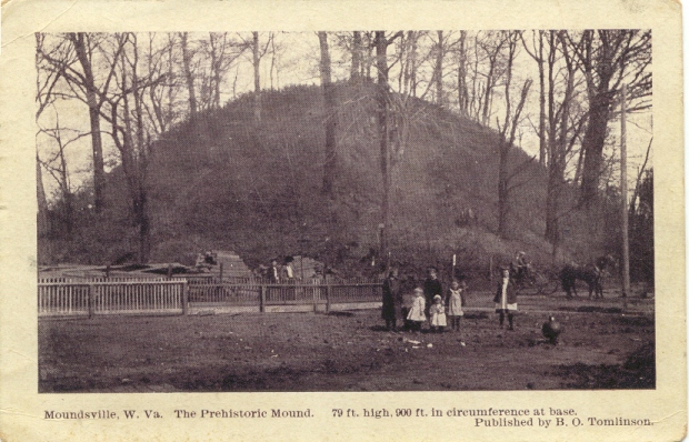 The Grave Creek Stone is a small sandstone disk inscribed on one side with some twenty-five characters, purportedly discovered in 1838 at Grave Creek Mound in Moundsville, West Virginia.