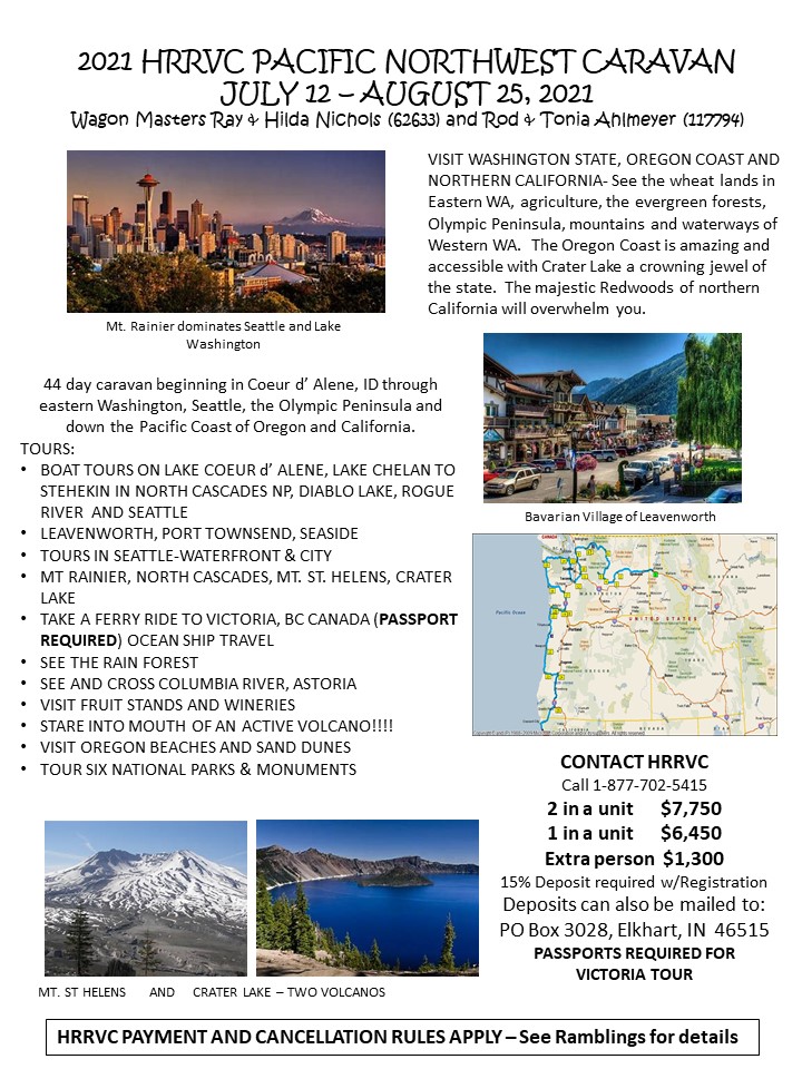 HRRVC's tweet photo. We have room for 9 more RV's to join our Caravan.  See details attached.  #RVtravel #RVClub #RVing https://t.co/vz6xwsFoLB