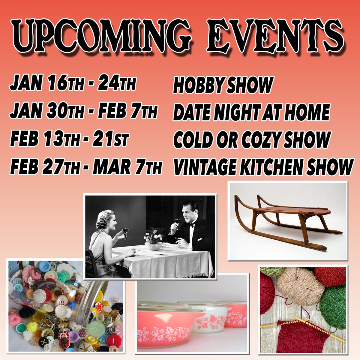 Our marketing team got together yesterday to discuss our shows and displays for the next couple of months. There's some good ones so mark your calendars!
#yegevents #edmontonevents #shoplocal #supportsmallbusiness #shopvintage #yegvintage