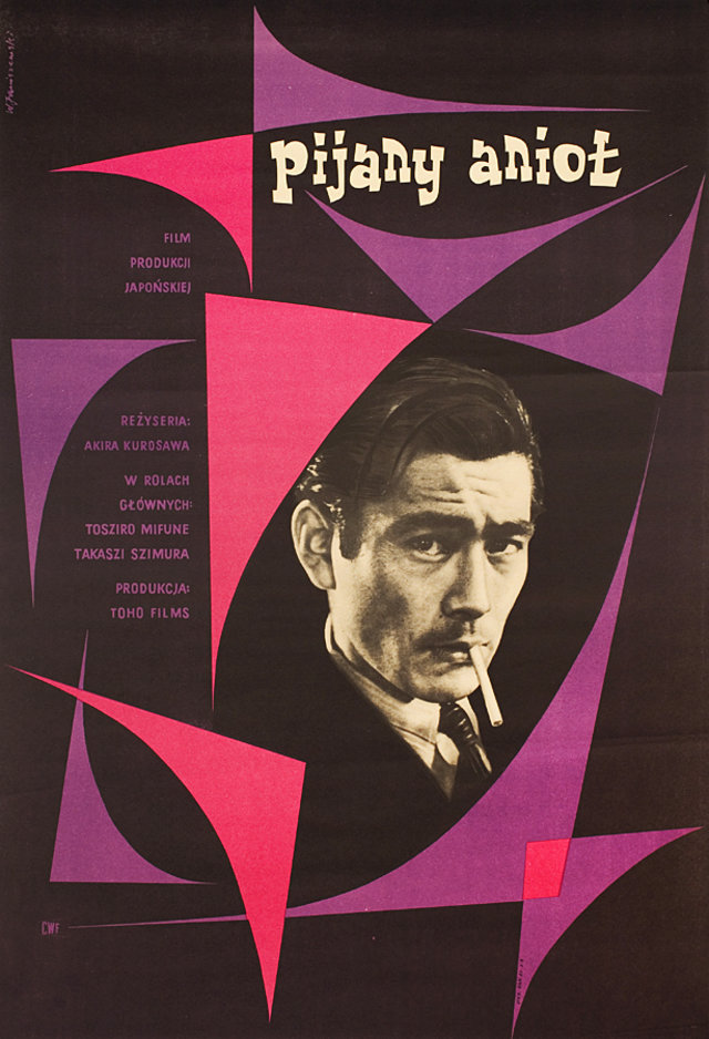 Akira Kurosawa's DRUNKEN ANGEL (1948), Polish poster by Wladyslaw Janiszewski c/o <a href="/Posteritati/">Posteritati</a>