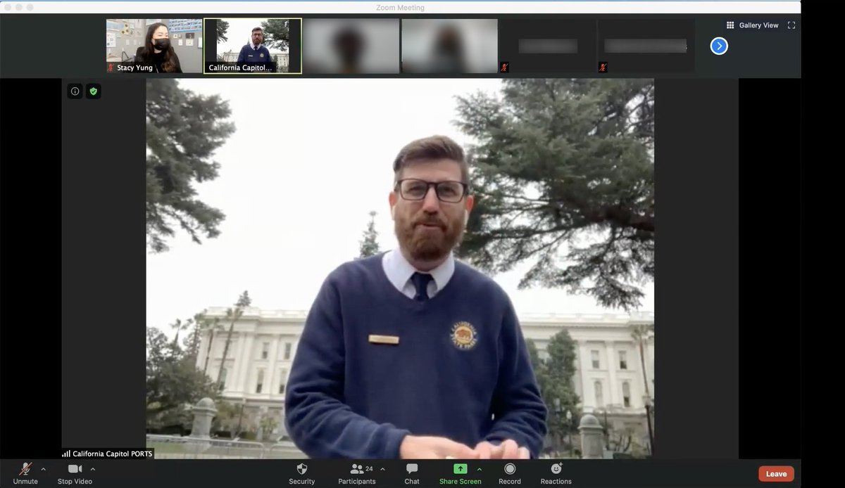 stacyyung's tweet photo. My 8th graders had an amazing experience with @portsprogram virtual field trip at @CaParksCapitol learning about the history of CA statehood and the law-making process at the state level. I highly recommend this to others who teach grades 4, 5, or 8! #PORTSfan #sschat https://t.co/U92yN4sgEJ