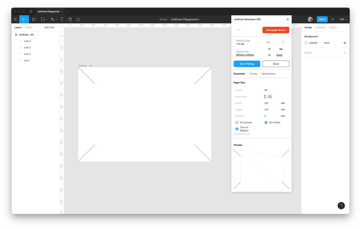 Stefterv's tweet photo. Worked on a new iteration for the AxiDraw Figma plugin today! Revamped some of the UI and added a preview 🥳Update coming soon.. #plottertwitter #axidraw @figmadesign @EMSL https://t.co/ZLJ57kMsyR
