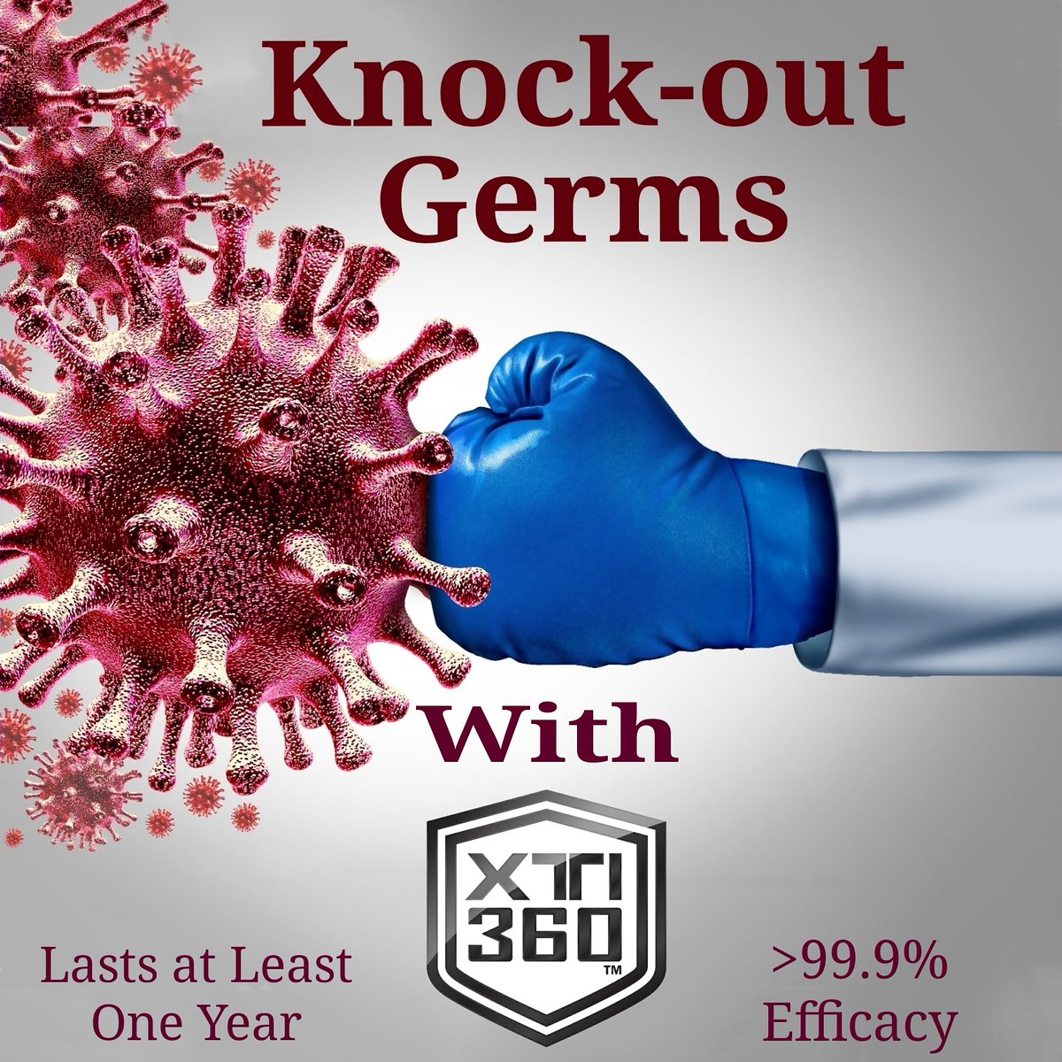 Knockout germs with our workd-exclusive #nanotechnology. XTI-360™ kills and evaporates dangerous virus and germ bacteria on contact! It's 100% #greentech, safe, RoHS compliant, and lasts at least one year! #nanotech #staysafe #antimicrobial #antivirus