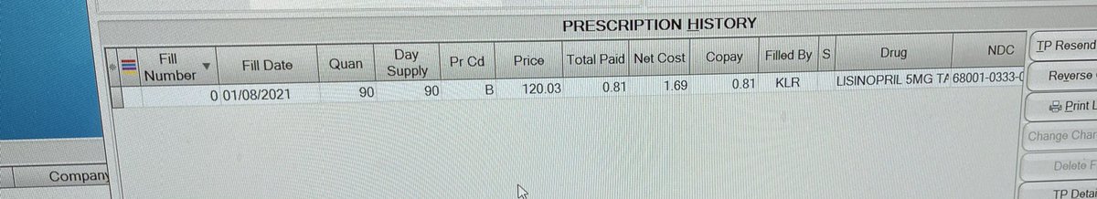 championhorse1's tweet photo. OptumRx 🖕🏼90 day supply blood pressure total reimbursement 81¢. @TruthRX @RepJasonSmith @HawleyMO @RoyBlunt   This is PBM abuse and fraud. @FTC https://t.co/XUCnDthvhA