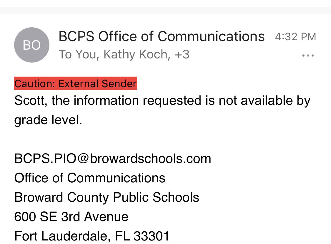 smtravis's tweet photo. .@RobertwRuncie said today of  1,700 @browardschools teachers who had work-from-home accommodations due to medical issues, 600 are extended to next semester. I asked @KatherineKoch’s office how many were elementary, middle and high school teachers. The response is below. https://t.co/19JKohTfxS