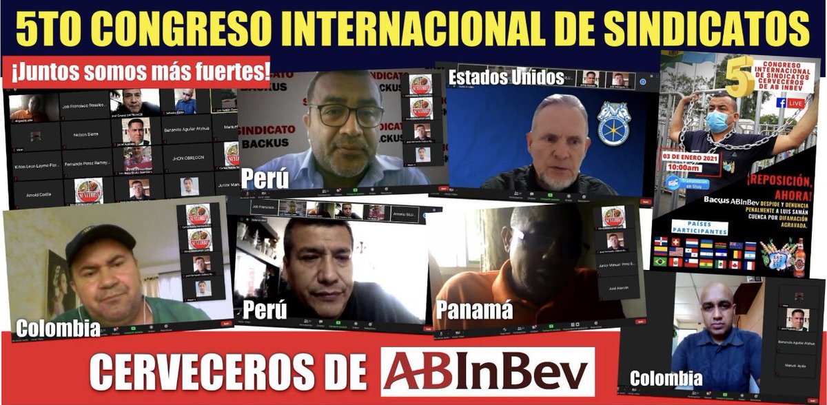 EmpleadosBackus's tweet photo. Si la transnacional cervecera @BackusOficial @abinbev usa su poder económico y comercial para violentar nuestros #DerechosHumanos, los trabajadores organizados en sindicatos nos preparamos para dar respuesta global y defender nuestros Derechos Humanos. @Vanhuynegem @2030Agenda https://t.co/MVMYOBNnW5