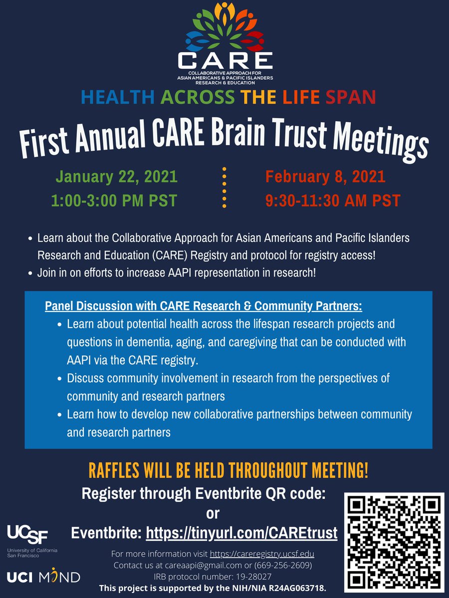 care_registry's tweet photo. It's time for our very first annual CARE Brain Trust meeting! We will discuss everything from the importance of representation and our data access protocol! 
Reserve your tickets today: https://t.co/JPdIeOZ9Zy

#research #PublicHealth #AAPIs https://t.co/PSfd3VHrK3