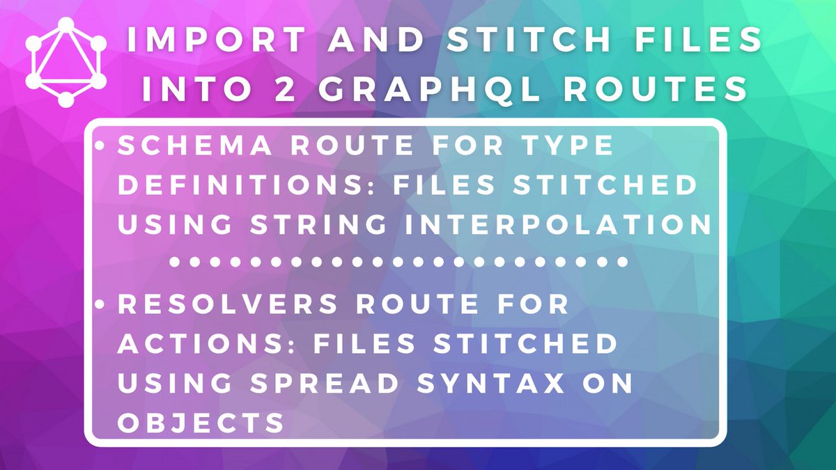 CollabWebApp's tweet image. #Backend challenge: Keeping our code organized, while adhering to #GraphQL &apos;s two-file system. Solution: Import smaller files into #resolvers route or #schemas route, where they are stitched together. #100DaysOfCode #CodeNewbie