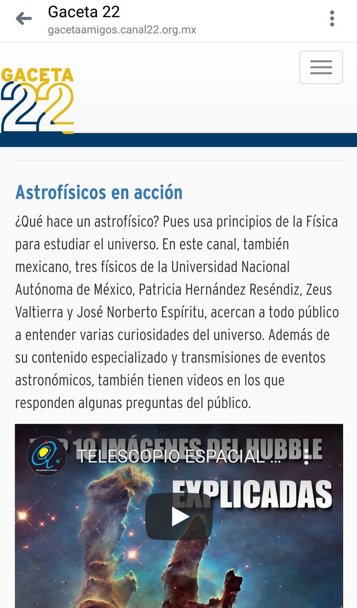 AstrofisicosA's tweet photo. Hoy aparecimos en la Gaceta de @Canal22, junto a varios colegas muy estimados, como @sofiabiologista, @cdespejados y @JaSantaolalla ¡Gracias por la mención! 

No olviden checar la nota completa aquí: https://t.co/iJrW8ufdMz https://t.co/DIKhOH6Isa