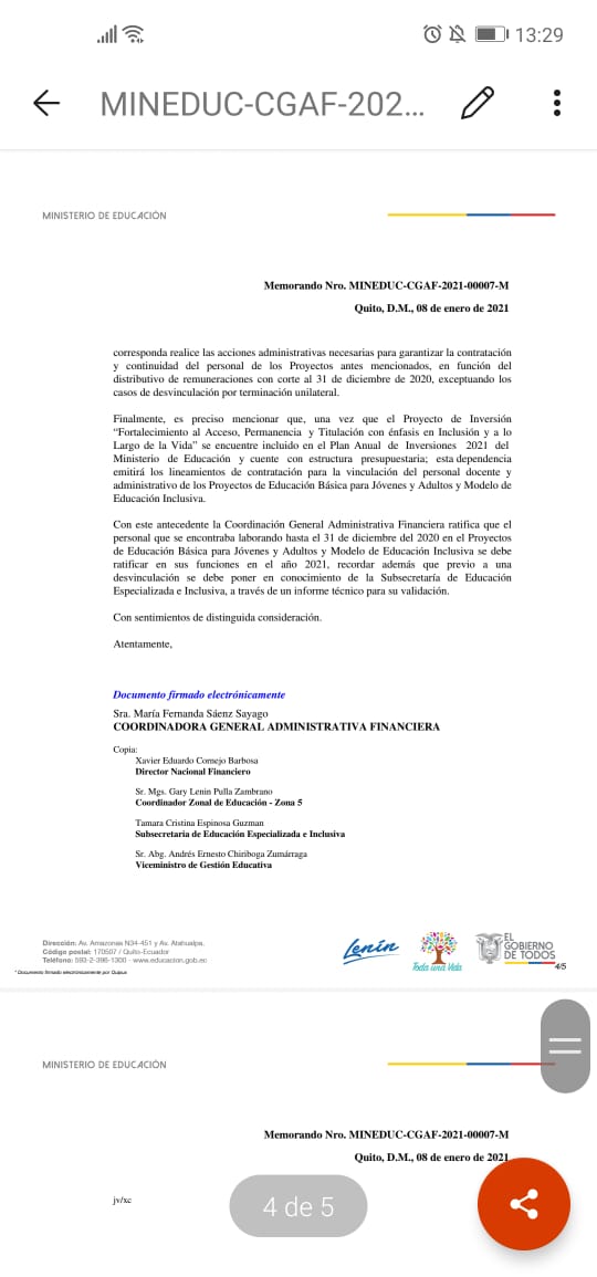 JennifferAcosta's tweet photo. #ATROPELLOLABORAL Dirección distrital 09D17 Milagro
El día Lunes 4 de enero luego de haber iniciado la jornada laboral aproximadamente a las 19:13 pm llegó el correo que se adjunta en la 2da imagen a 27 docentes pertenecientes del proyecto EBJA. @Presidencia_Ec https://t.co/55hBaGYBdo