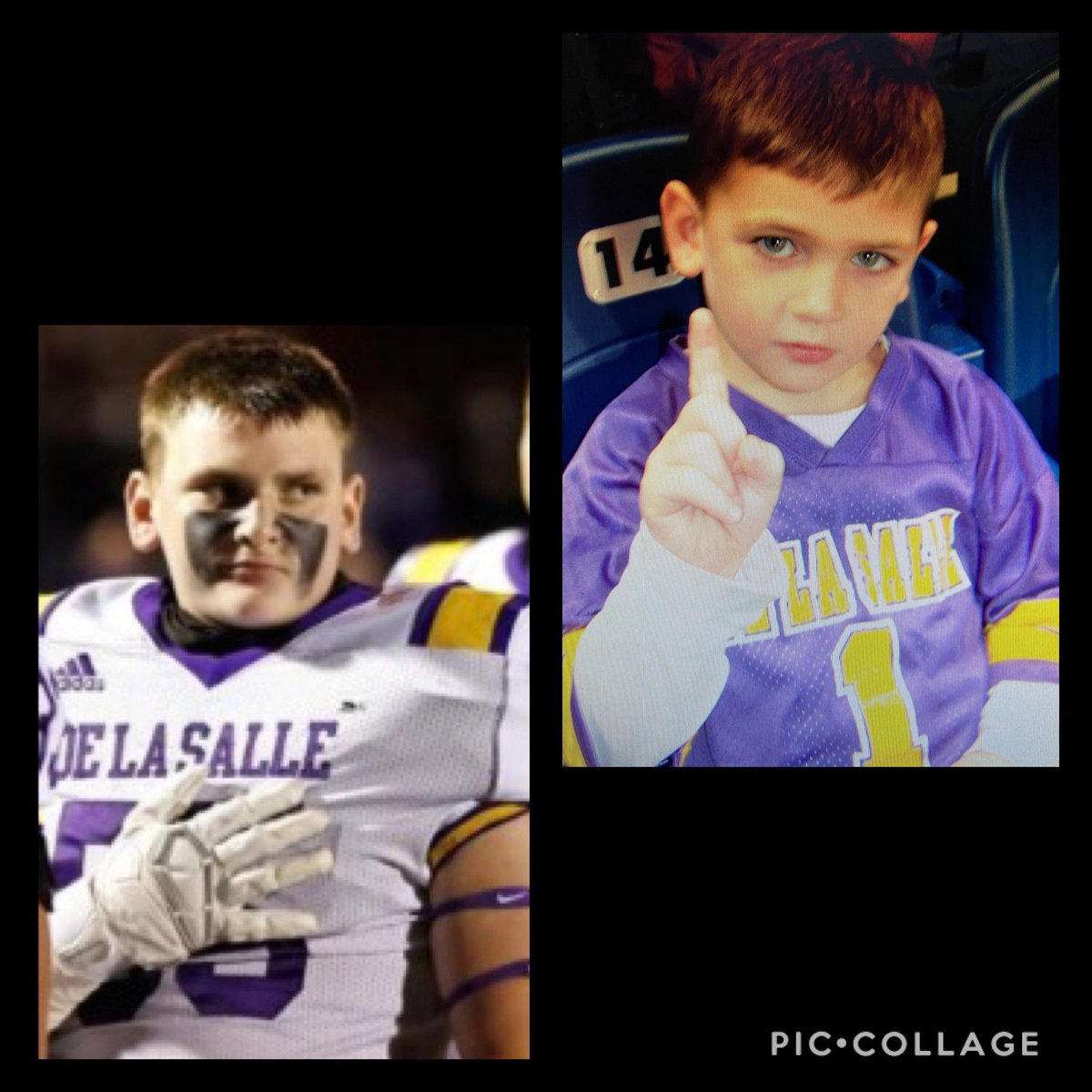 SpartyLisa's tweet photo. Playoffs. Tomorrow. Let’s goooo my guy #55. How it started ... how it’s going 💜💪 #foreverapilot✈️ https://t.co/wlETcGlIBT