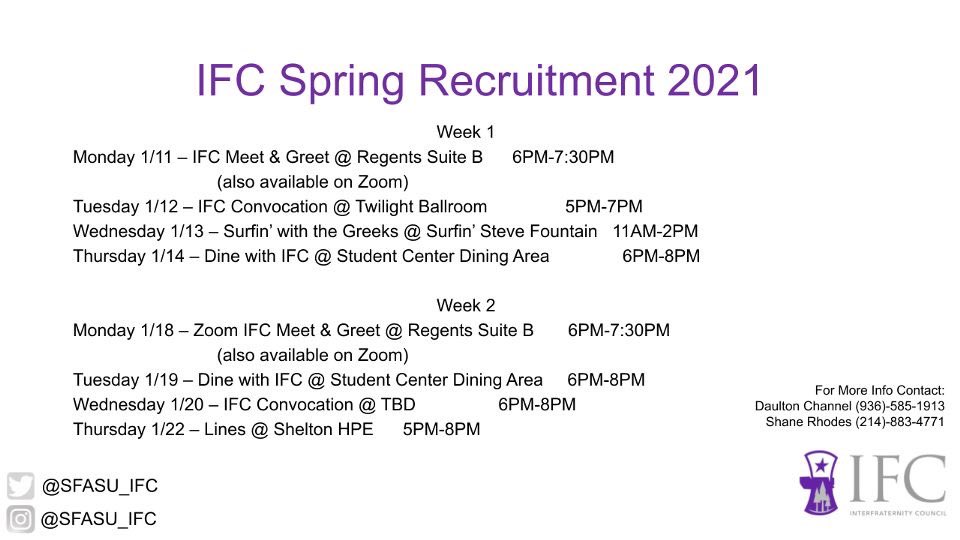 SFA Kappa Sigma (@sfakappasigma) on Twitter photo Hereβs the rush schedule for this Spring! Go sign up on ICS and come join the brotherhood! <a href="/SFASU_IFC/">SFA Interfraternity Council</a> <a href="/KappaSigmaHQ/">Kappa Sigma</a> Hereβs the rush schedule for this Spring! Go sign up on ICS and come join the brotherhood! <a href="/SFASU_IFC/">SFA Interfraternity Council</a> <a href="/KappaSigmaHQ/">Kappa Sigma</a>