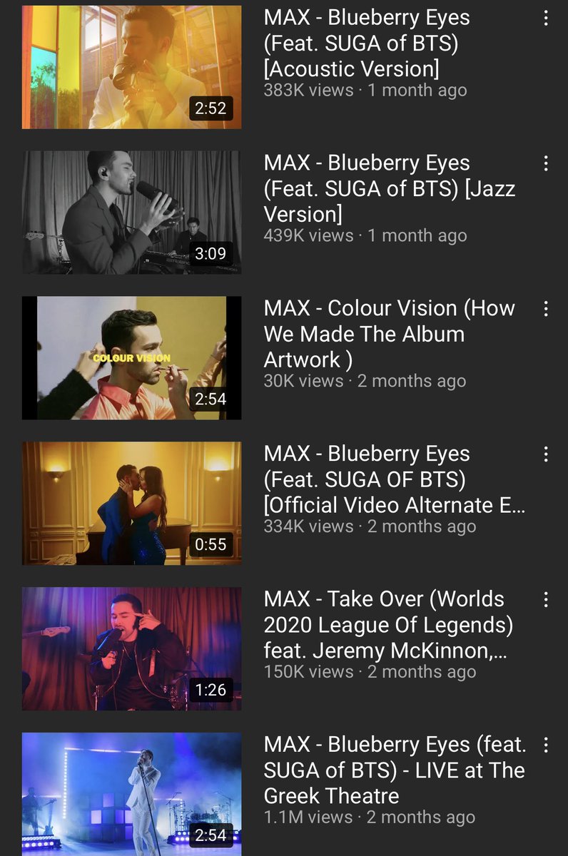 Max YouTube channel consists mainly of BB eyes videos, behinds & performances