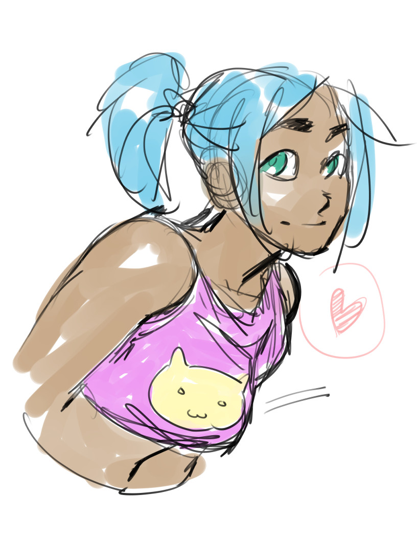 mindless doodling today, just starting blank and seeing where it goes!   some blue hair girl and goji <3 