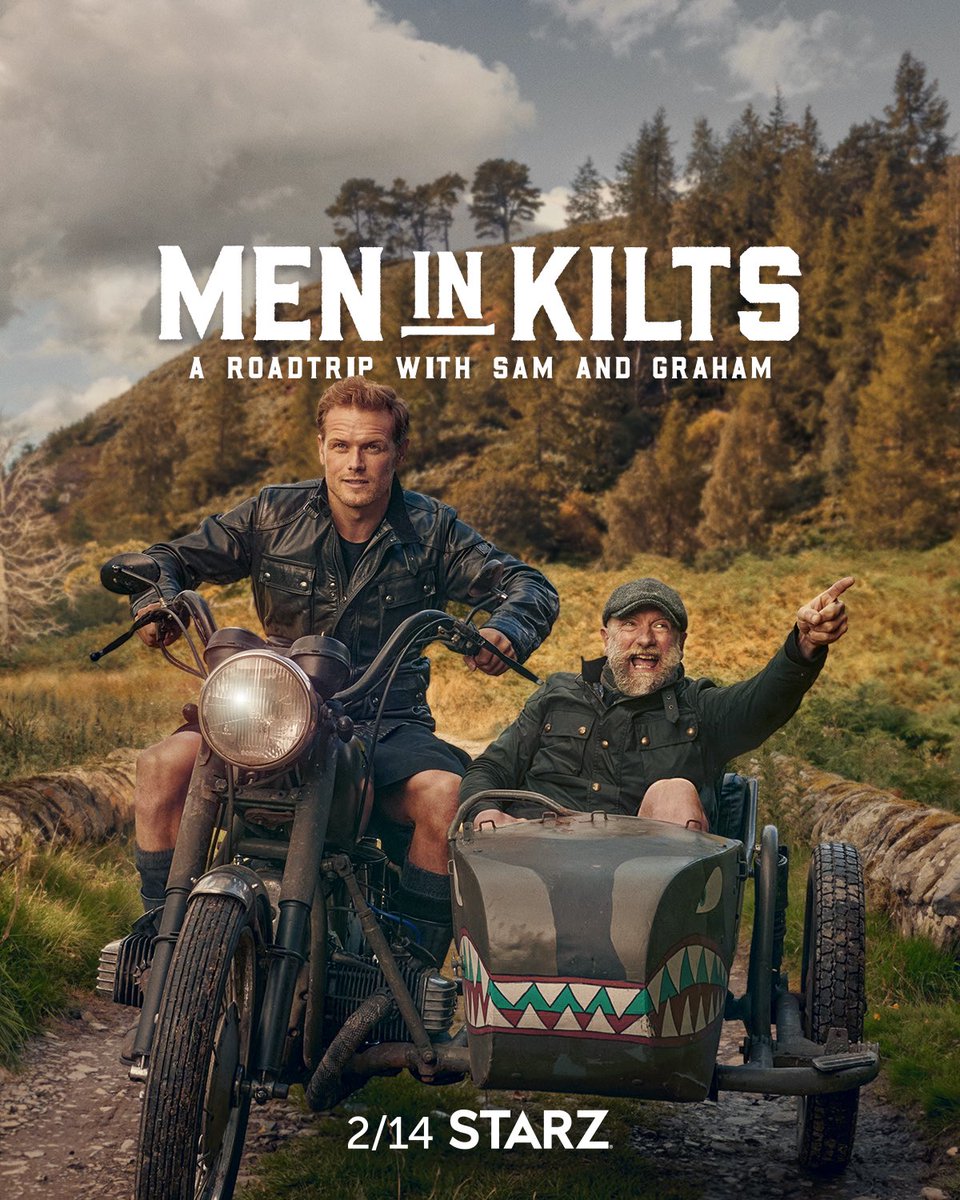SamHeughan's tweet photo. Seen the @MenInKiltsSTARZ trailer yet??
What’s your favourite part?!
😳 https://t.co/ZFJVSdcpe1