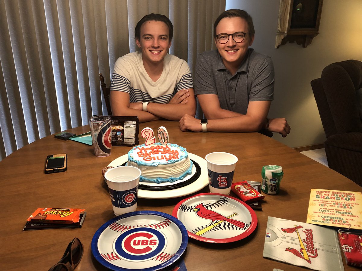 Meems2205's tweet photo. Must love this because our household has been a forever split household of Cubs Cards!  @thomassmith2525 @ljfastball  #twins they sure look alike but not in the team they want to win the division. @LO_Cardinals #splithouse https://t.co/hcdphZkqKl