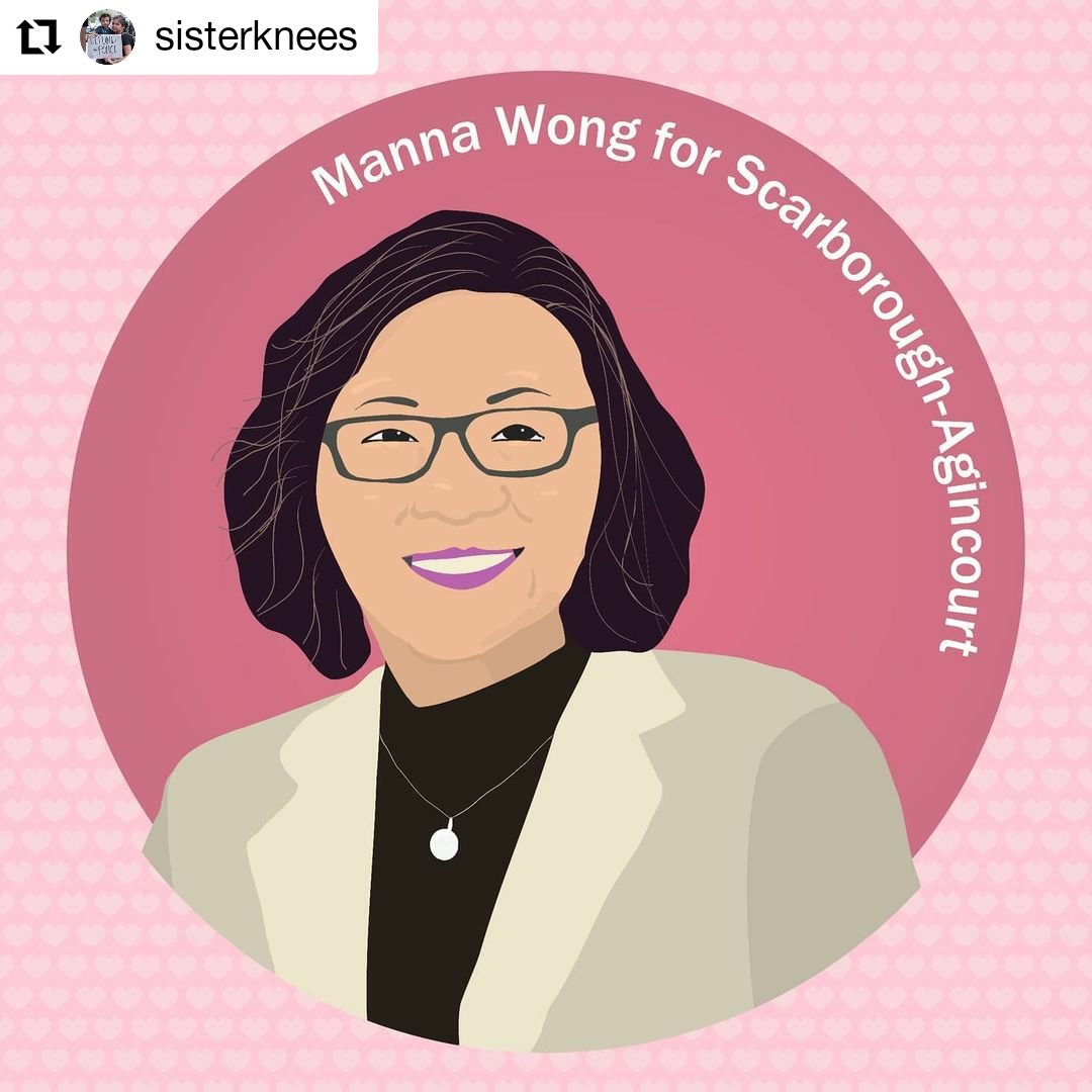 How adorable is this?! Thank you to <a href="/sisterknees/">Denise Martins</a> for creating this wonderful piece of <a href="/MannaWong22/">Manna Wong</a> 💖 Adv polls are still open at Stephen Leacock Seniors Community Centre &amp; L'Amoreaux Community Rec Centre Jan 9 &amp; 10, 10am-6pm! Lets go Team Manna! <a href="/torontolabour/">TYR Labour Council</a> #ward22 #TOpoli