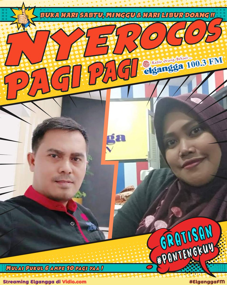 ElganggaFM's tweet photo. #SabtuWeekend Mitra !
Nyok ahh absen Sabtu paginya di mari ama Nian & Lola yg slalu nyerocosss paginya buat Mitra.
Di #pantengkuy !! π»
β’β’
#DengerinRadioElgangga
#DengerinElganggadiVidio
#NyerocosPagiPagi
#MitraElgangga
#ElganggaFM https://t.co/8JM272gyu7