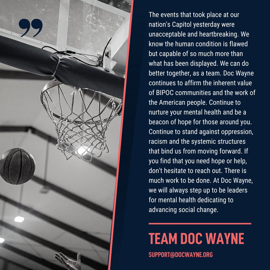 DocWayneDtG's tweet photo. In the immediate aftermath of this weeks despicable events at the hands of white supremacists, we are reflecting on how to best move forward. As always, #DocWayne is here to support the youth and families we serve and we stand united in the fight for social justice. https://t.co/X8Hiwifngj