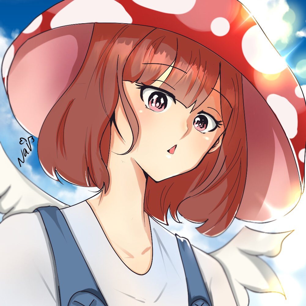 Premium Photo | Anime girl sitting on a mushroom with a red hat and pink  boots generative ai