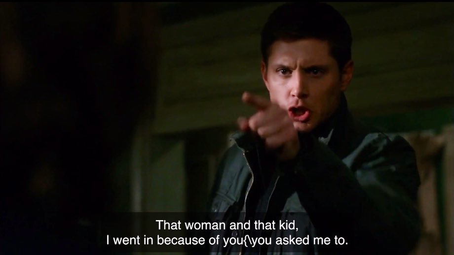 dean was living his dream; life with a woman that loves him and a kid that felt like his and yet he would rather have his brother. “you finally had what you wanted”“I wanted my brother, alive!”