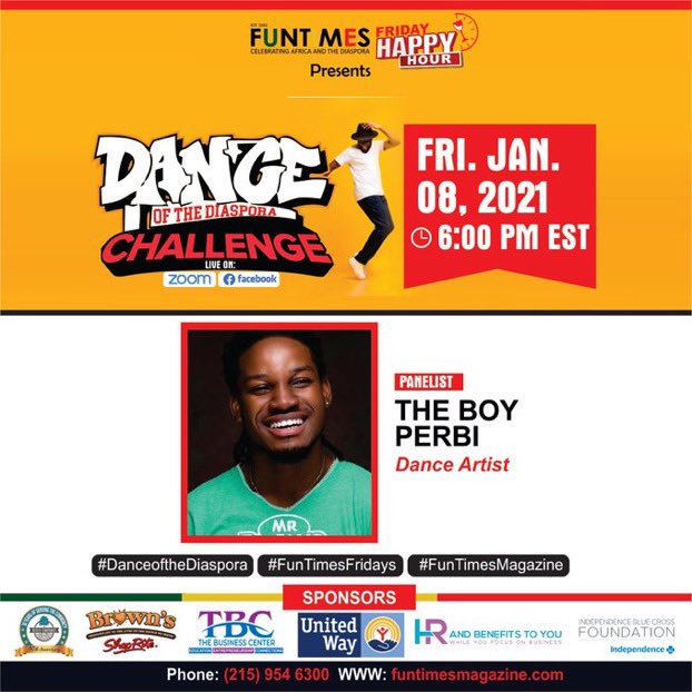 FunTimesMag's tweet photo. “I always feel the need to translate music into movement”

The Boy Perbi, a Dancer Artist, is joining us this #FunTimesFriday for our “Dance of the Diaspora” event! He is most known for creating the viral Telli dance. https://t.co/onVFFbhW5W