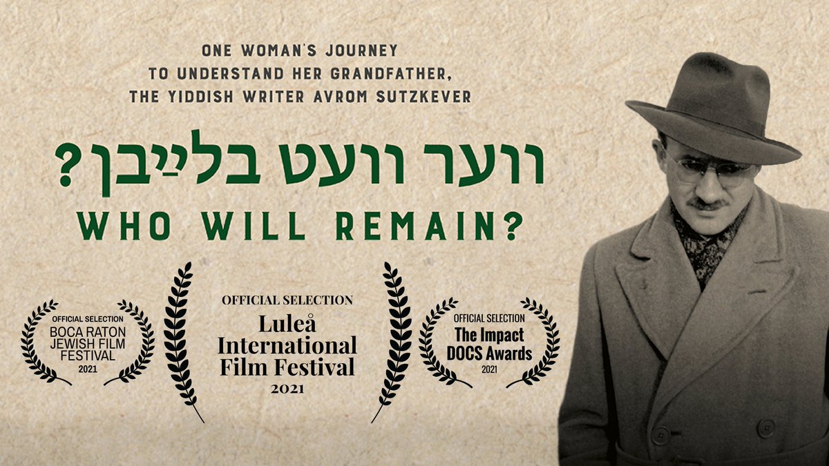 We're very excited to announce that we have been officially selected for the 2021 Luleå International Film Festival! Looking forward to our premiere in Luleå, Sweden!

#VerVetBlaybn? #װערװעטבלײַבן #WhoWillRemainFilm #AvromSutzkever #Luleå #Sweden #filmfestival