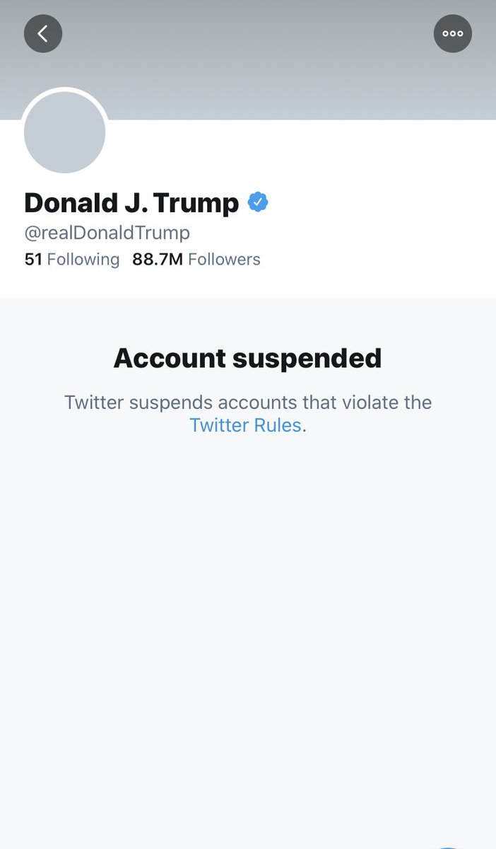 DailyCaller's tweet image. President Trump’s account has been suspended