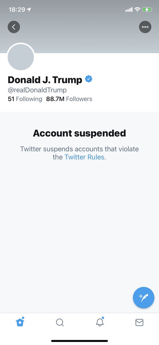 Cuenta de <a href="/Twitter/">Twitter</a> de <a href="/realDonaldTrump/">Donald J. Trump</a> fue suspendida.