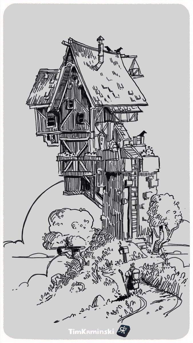 The house loomed in the distance, it looked like it would fall with the smallest breeze.
