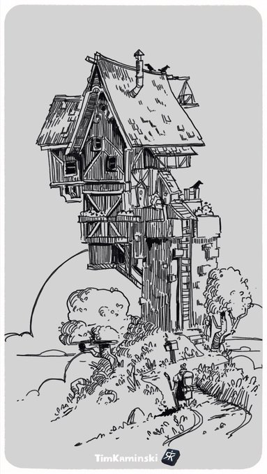 The house loomed in the distance, it looked like it would fall with the smallest breeze. 