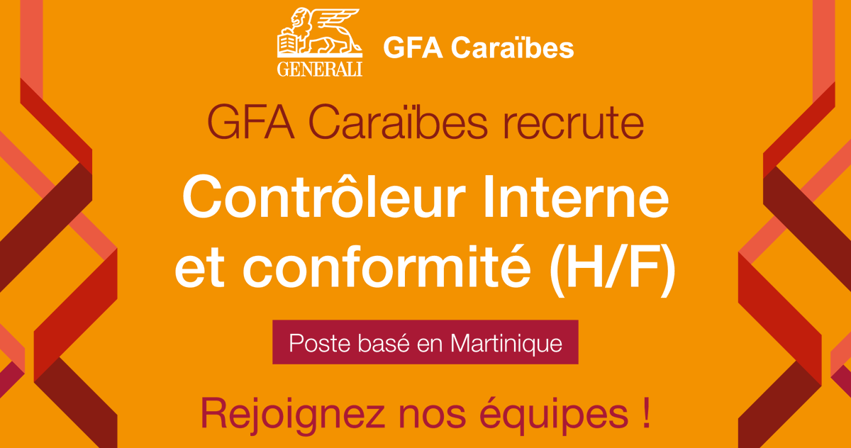 GFA_Caraibes's tweet photo. Vous désirez mettre à profit vos compétences en gestion des risques et/ou audit.

Nous recrutons un #ContrôleurInterne et #Conformité F/H en #CDI basé(e) en #Martinique (#FortdeFrance).

https://t.co/PgkQxuhTIb

 #Recrutement #GFACaraïbes #GestiondesRisques #Audit #Assurance https://t.co/rsdn5lakBw