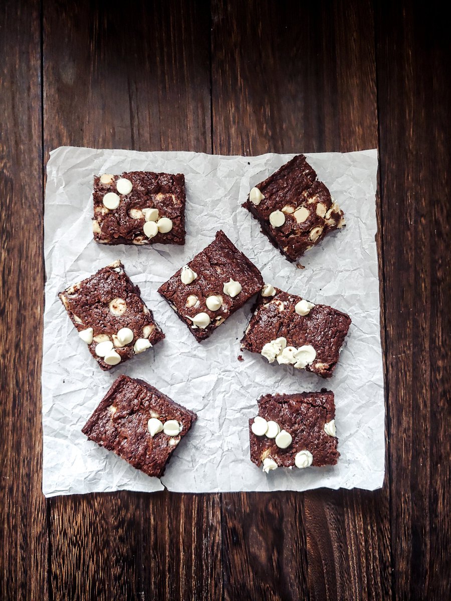 Today I made fudgy gooey chocolate brownies with white chocolate chips pressed into the top. Maybe next time I'll try M&amp;Ms or pretzels? Kind of ironic since I should be following an anti-inflammatory diet...so I am not really sure what I am doing here is what I am saying 🤣
