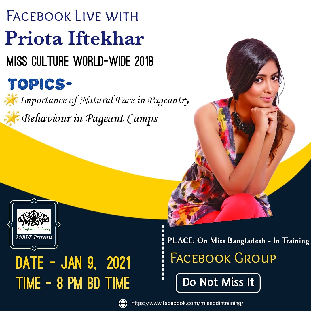 missbd_IT's tweet photo. Are you ready for the live on pageant preparation ?  

@_theflaggirl #pageantgrooming #pageantry @missosology @pageantplanet @MissWorldLtd https://t.co/7jyh6i13jD