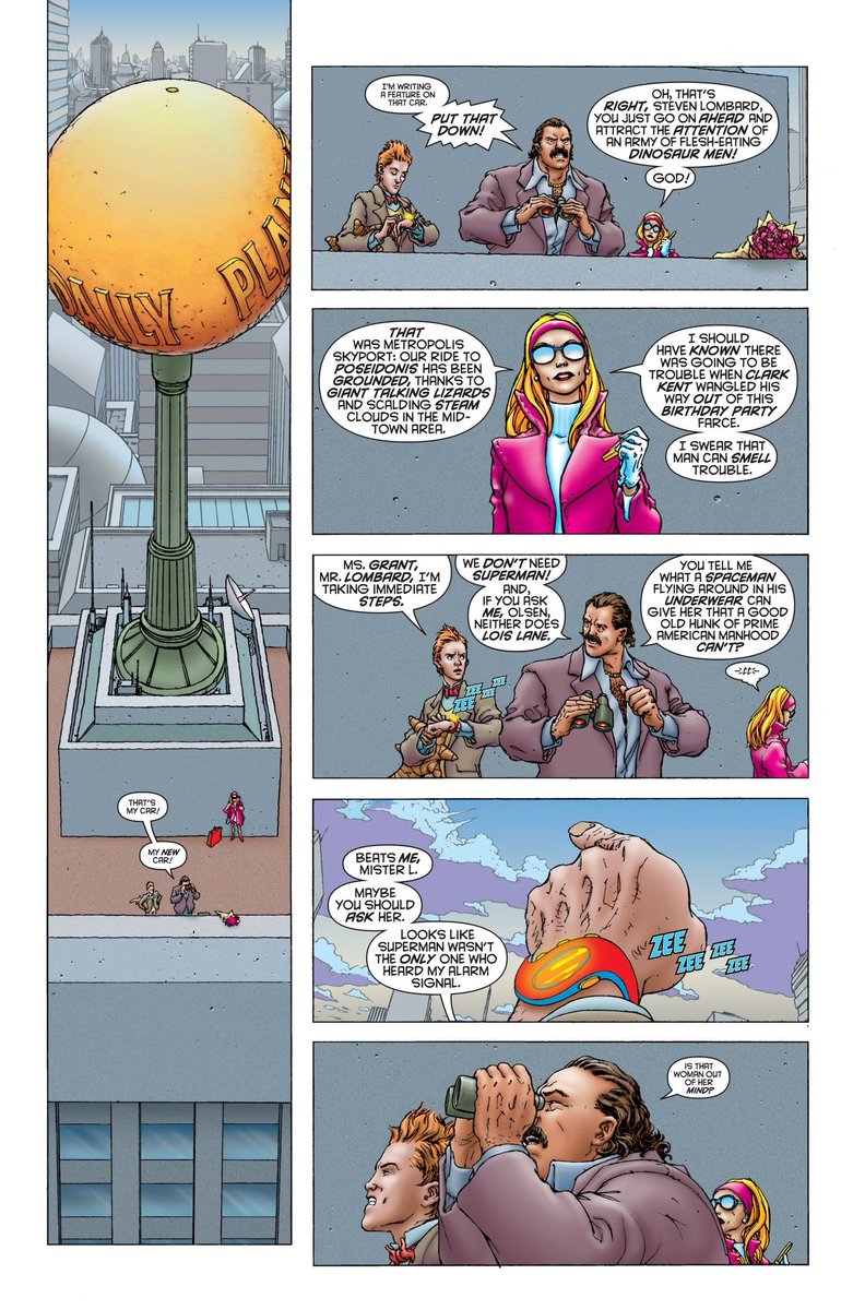 One last to highlight before getting to the ending. This page of the Daily Planet crew is a wonderful way to give life to Metropolis. I love how strong these characters are, and I wish so much they were used more.