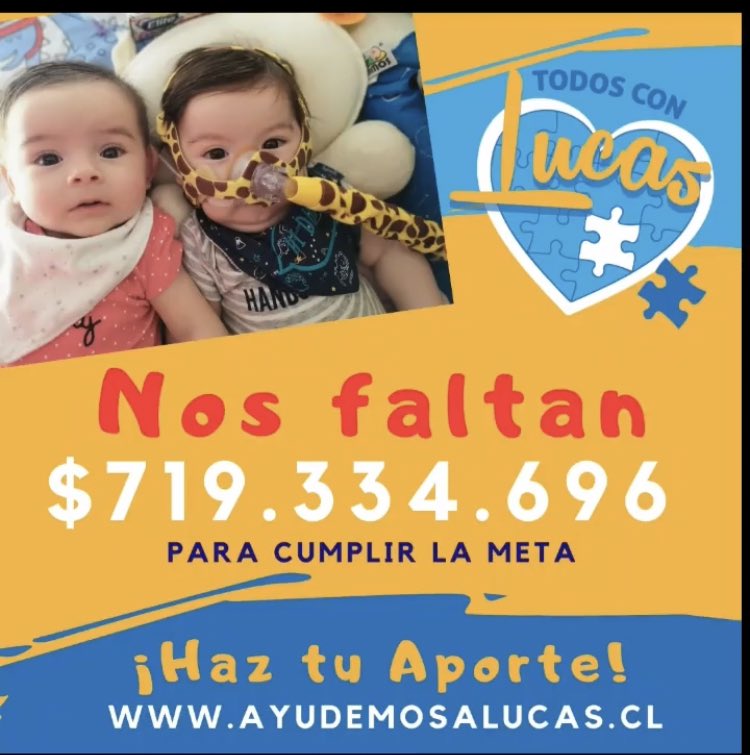 flozulueta's tweet photo. Amigos faltan 700 millones para el remedio más caro del mundo q permitirá a Lucas vivir. https://t.co/vuzjYsZLdc porfa si no pueden donar, RT como locos? Hay unos padres q deben hacer lo imposible por “pagar el precio” que este sistema horrible les cobra x la vida de su guagua ❤️ https://t.co/m3hyqNAJz1
